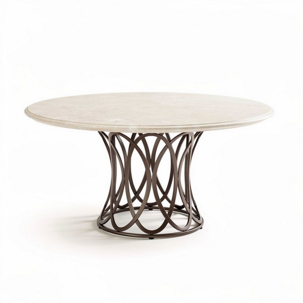 Ronde marmeren tafel met metalen onderstel 150 x 150 x 75cm