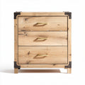 Houten nachtkastje met drie lades en metalen accenten 40 x 40 x 50 cm