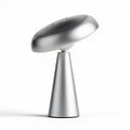 Tafellamp van metaal in zilver kleur met een hoogte van 25 cm en een diameter van 25 cm