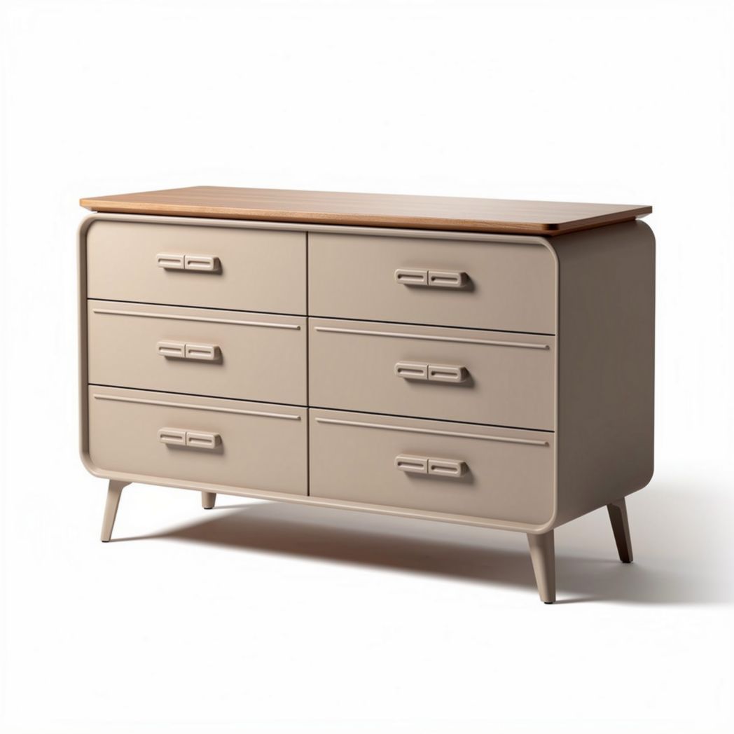 Ladenkast van MDF en houten bovenblad 120 x 50 x 80cm beige