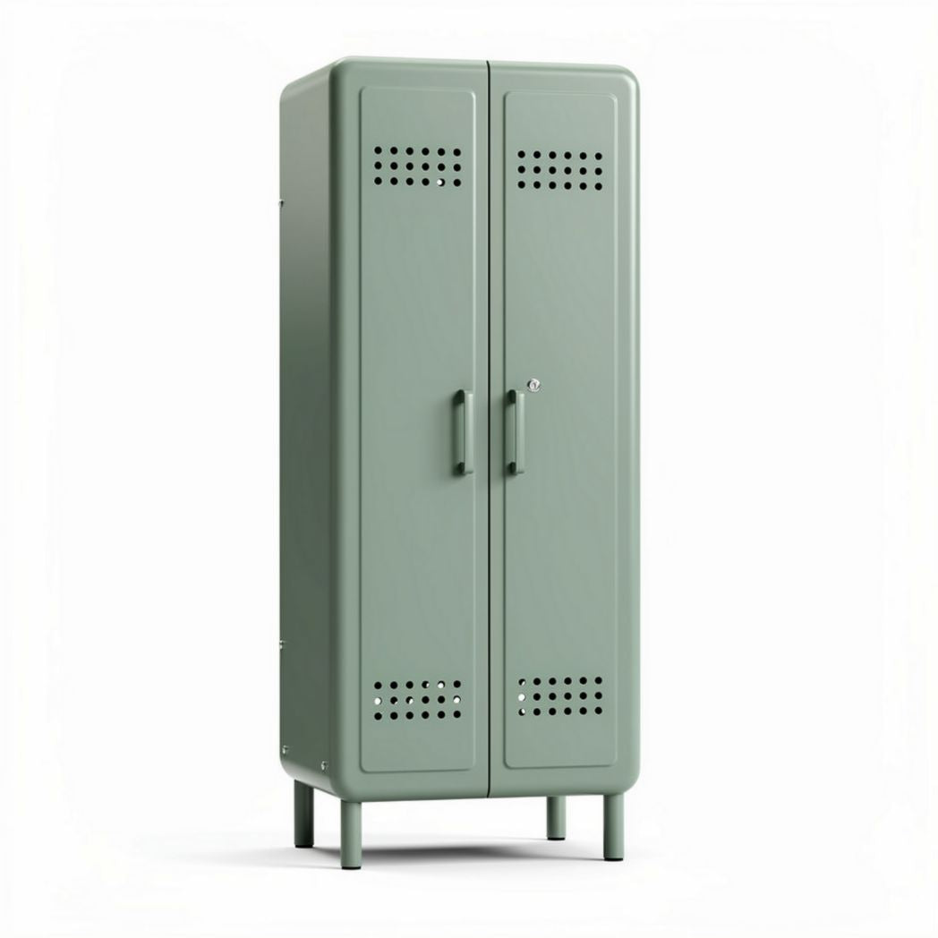 Metaal groene kledingkast met twee deuren en ventilatie voor opslag 50 x 40 x 180cm