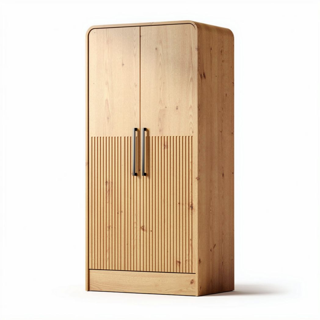 Houten kast met ribbeldesign en dubbele deuren 180 x 80 x 45cm