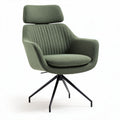 Groene stofferen fauteuil met verstelbare rugleuning en metalen onderstel