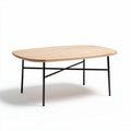 Lage salontafel van hout met metalen poten 120 x 80 x 45cm naturel