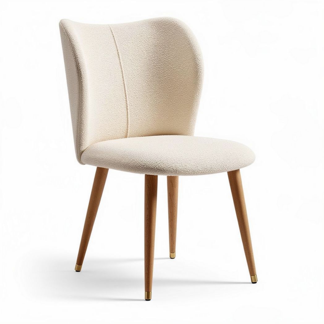 Eetkamerstoel met houten poten 40 x 40 x 85cm in beige stof